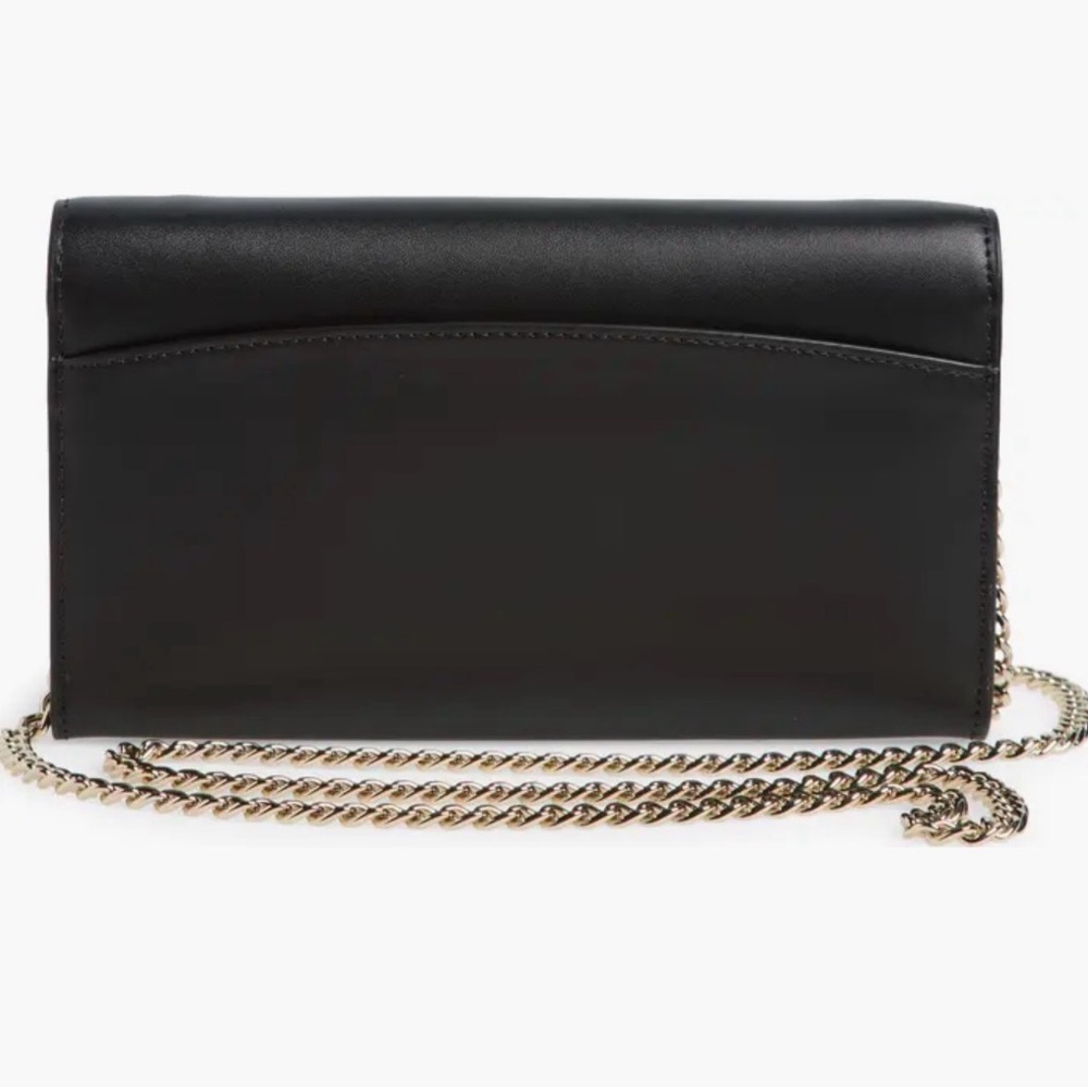 Kate Spade New York Gemma  Black Scallop-Edge Leather Clutch/ Wallet on Chain - Picture 4 of 10